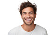 Studio portrait of a handsome young white Americana man with a beautiful smile isolated on transparent png background.