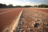 Fototapeta Kuchnia - a worn-out running track in daylight