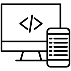 Outline Coding Mobile icon