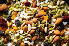 focus on seeds in a homemade trail mix