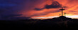 © artpluskr - Golgotha hill landscape with dramatic and majestic red sky and clouds, cross silhouette symbolizing Jesus Christ's passion and death during Passion Week and Easter background
