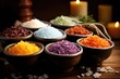 a bowl of assorted spa salts piled up