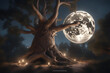 At night, the moon and trees look perfect and create a magical dream