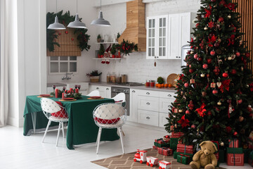 Canvas Print - Christmas decor on table in kitchen