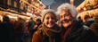 grandmother and her grandchild at a christmas market