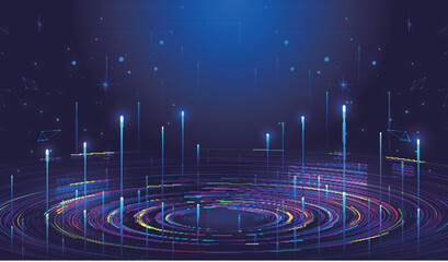 Poster - Spiral swirls rise up the ray Internet technology vector background