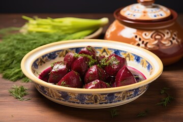 Wall Mural - steamed beetroot on a ceramic plate