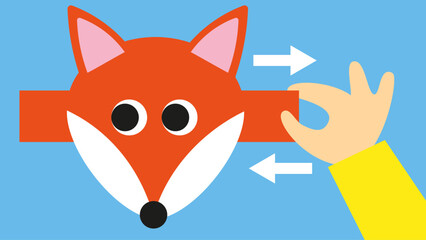 Wall Mural - Fox icon. Applique of a fox. Flat style vector illustration of a fox. Isolated on a blue background.