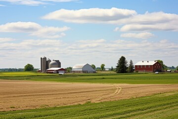 Sticker - a wide shot of split farm lands