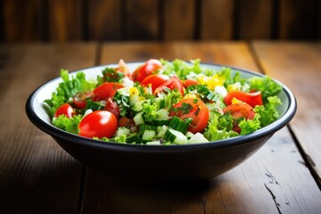 Poster - fresh salad with tomatoes, cucumbers, and lettuce