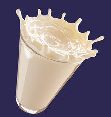 Wall Mural - Chocolate and Milk Splash in the glass on white background with clipping path. 3d illustration.