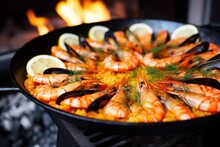 Close-up Of Shrimp In A Seafood Paella