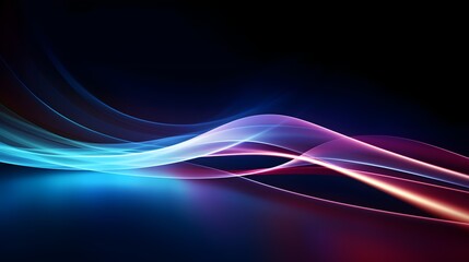 Poster - Energy Light Lines Flow, Concept of leading in business, Hi tech products, warp speed wormhole science vector design. Horizontal speed lines background