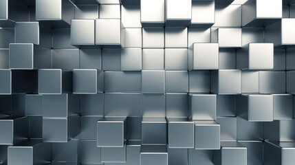 Poster - Abstract background with silver metal cubes