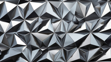 Poster - Abstract metallic background with silver triangles