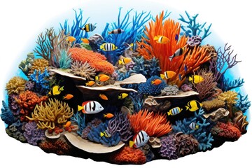 Wall Mural - Tropical fishes swim in vibrant coral reef. Underwater beauty, Caribbean sea life.