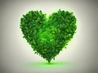 Wall Mural - Green heart with leaves.