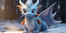 A Cute Adorable Baby Dragon Lizard 3d Stands In Nature In The Style Of Children Friendly Cartoon Animation Fantasy Style With 3D Dragon Exploring The Enchanted Forest Ai Generative
