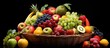 Thai local fruits and assorted fruits in a basket With copyspace for text