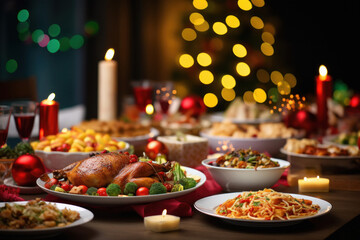 Concept of dinner and eating on Christmas festival