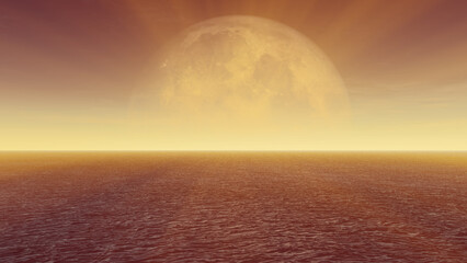 Wall Mural - full moon at night abstract illustration