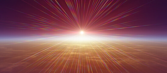 Wall Mural - sunrise from space aurora, 3d rendering