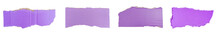 Collection Of Blank Ripped Violet  Torn Cardboard Piece, Copy Space For Text ,note Paper Piece Label , Isolated On A Transparent Background. PNG, Cutout, Or Clipping Path	
