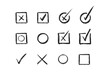 Icon set of Hand drawn check mark doodle isolated on transparent background