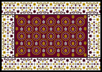 Wall Mural - African Wax Print fabric, Ethnic overlap ornament seamless design, Khanga pattern motifs floral elements. khanga texture, colorful textile Ankara fashion style. New Design For Fabric
