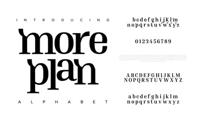 Poster - Moreplan creative modern urban alphabet font. Digital abstract moslem, futuristic, fashion, sport, minimal technology typography. Simple numeric vector illustration