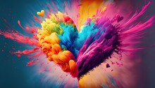 Burning Heart In The Dark Background In Different Colors