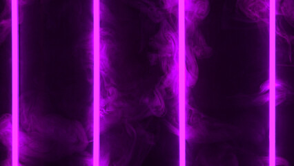 Wall Mural - Colored neon light with smoke