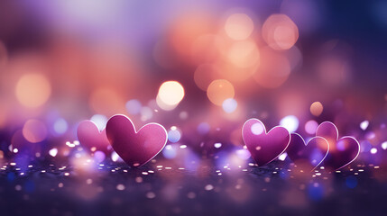 Wall Mural - Heart shape bokeh Valentine day background, womens day love gradient. generative ai