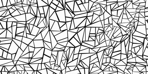 Poster - Broken white forms of dried earth or cracked glass. Seamless pattern of broken shards, cracked shell, broken glass, white shards on a black background.