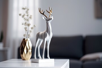 Wall Mural - luxury christmas deer decoration figure in cozy livingroom