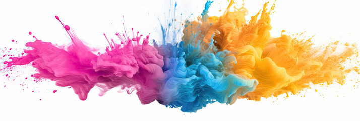 Poster - Rainbow Acrylic paint splash on white background