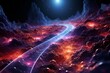  Intergalactic wormhole tunnel with cosmic clouds and distant galaxies, Generative AI