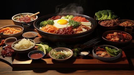 Aufkleber - korean food, bibimpap, bulgogi, kimpap, tteok boggi