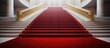 Red carpet on a stairway for important people during ceremonies or events With copyspace for text