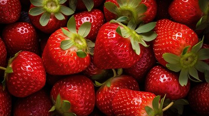 Poster - Organic and fresh strawberries in outdoors market in Spain