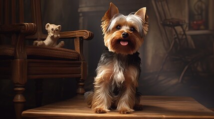 Poster - Yorkshire Terrier sitting on a chair