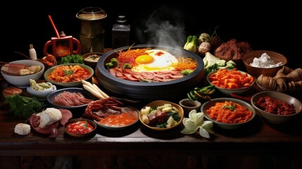 Aufkleber - korean food, bibimpap, bulgogi, kimpap, tteok boggi