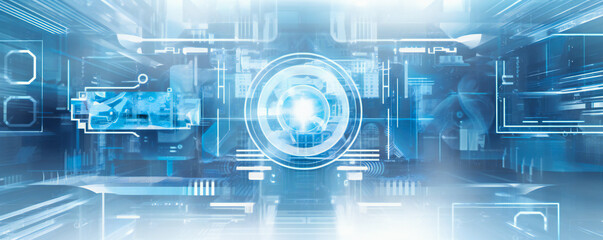 Aufkleber - Blue and white abstract technology and engineering background illustration
