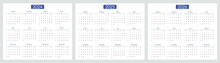 2024 2025 2026 Years Calendar. The Week Starts On Sunday. Desk Planner Template With 12 Months. Yearly Stationery Diary. Vector Illustration