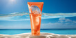 A clear gel sunscreen with the bubbles protecting