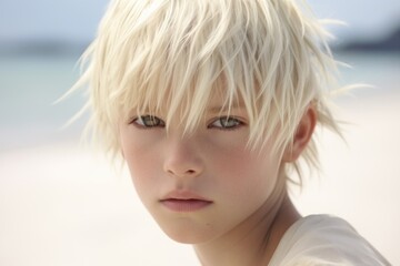 Poster - A close-up shot of a person with blonde hair. This versatile image can be used in various contexts.