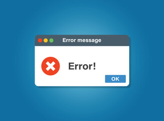 error message icon in flat style. computer window alert vector illustration on isolated background. 