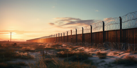 Wall Mural - US border fence