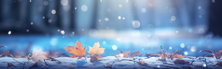 Wall Mural - autumn foliage in the snow header