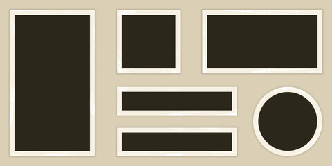 Wall Mural - blank vintage photo frame set with grunge texture. retro photo paper in different shapes. photograph